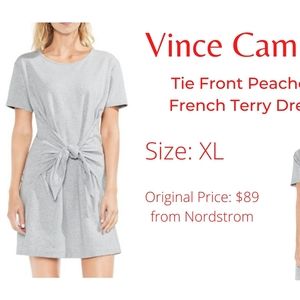 Vince Camuto Tie Front Peached French Terry Dress